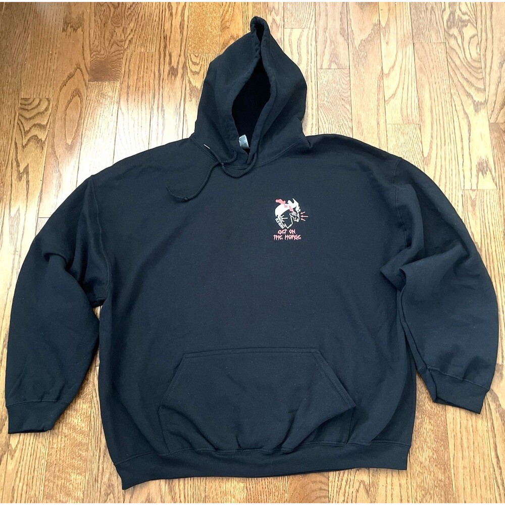 Black Graphic Hoodie Mens 2XL Oversized Streetwear Heavy Blend Pullover Top